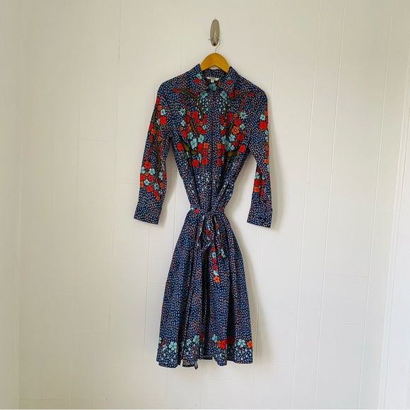 Tucker Blue and Red Floral Allyson Midi Dress - Picture 2 of 8
